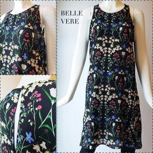 Halter floral shift dress, black, size 8